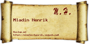 Mladin Henrik névjegykártya
